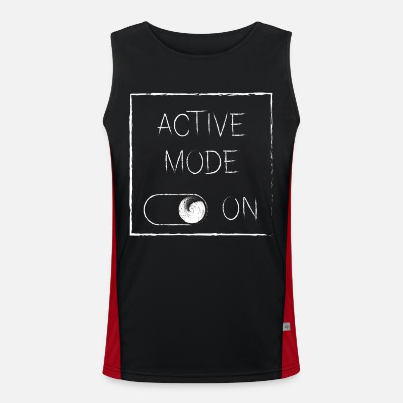 Active Mode On | white - Men's Functional Contrast Tank Top  - black/red