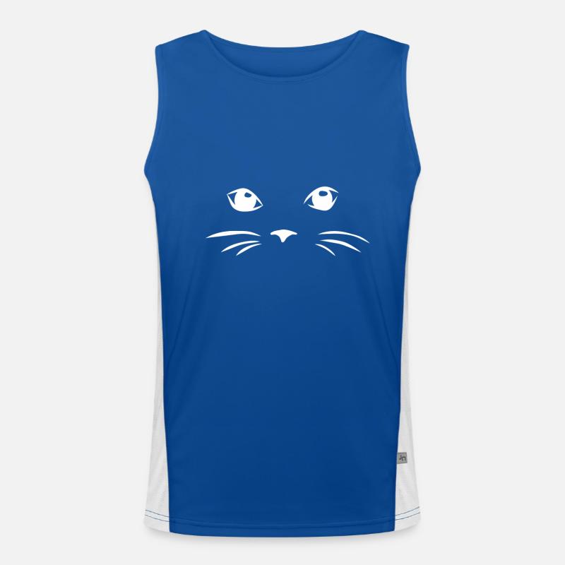 Cat face cat puss puss kitty gift Men's Functional Contrast Tank Top 