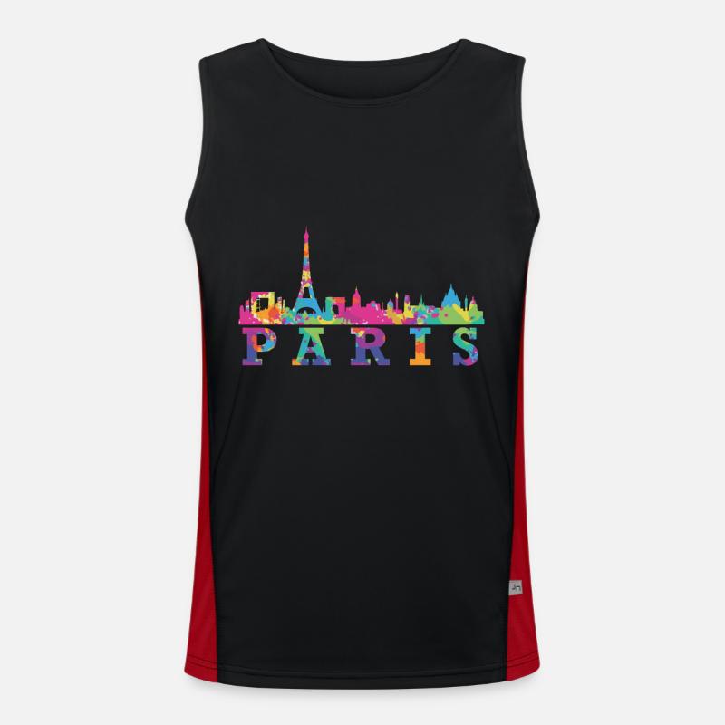 Idée cadeau souvenir Paris Skyline Impression Débardeur respirant contrasté Homme 