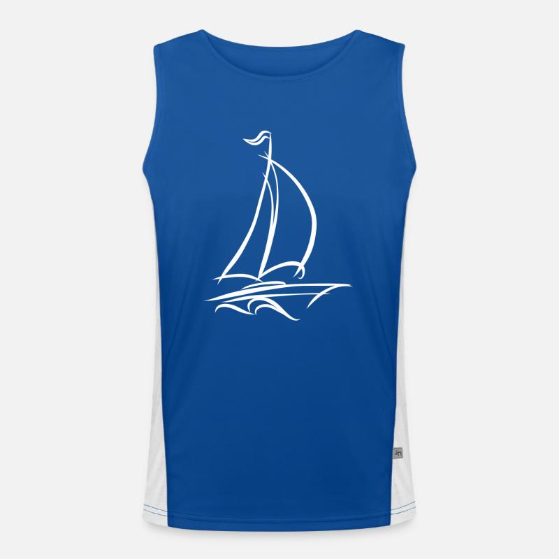 Sailing Captain Sailing Ship Sailing Sailor Boat Men's Functional Contrast Tank Top 