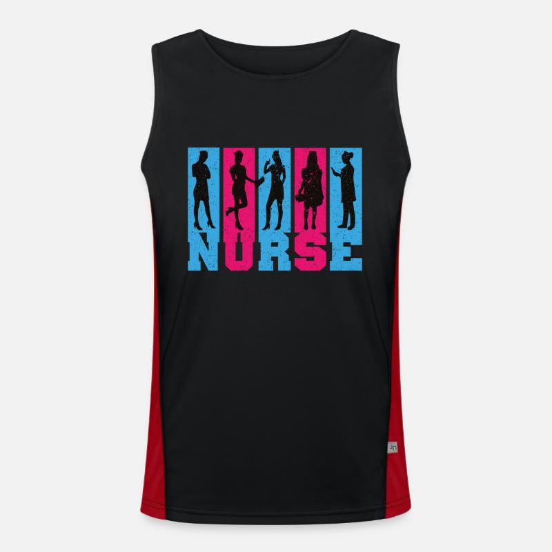 Nurse Krankenschwester Spruch Statement Beruf Funktionelles Kontrast-Tank Top für Männer 