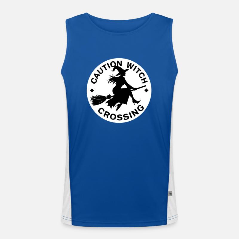 Halloween Hexe Hexenbesen Caution Witch Crossing Funktionelles Kontrast-Tank Top für Männer 