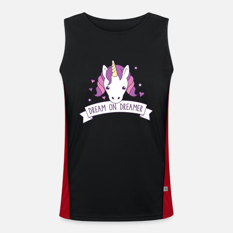 träume weiter Träumer! mit süßem Einhorn Funktionelles Kontrast-Tank Top für Männer 