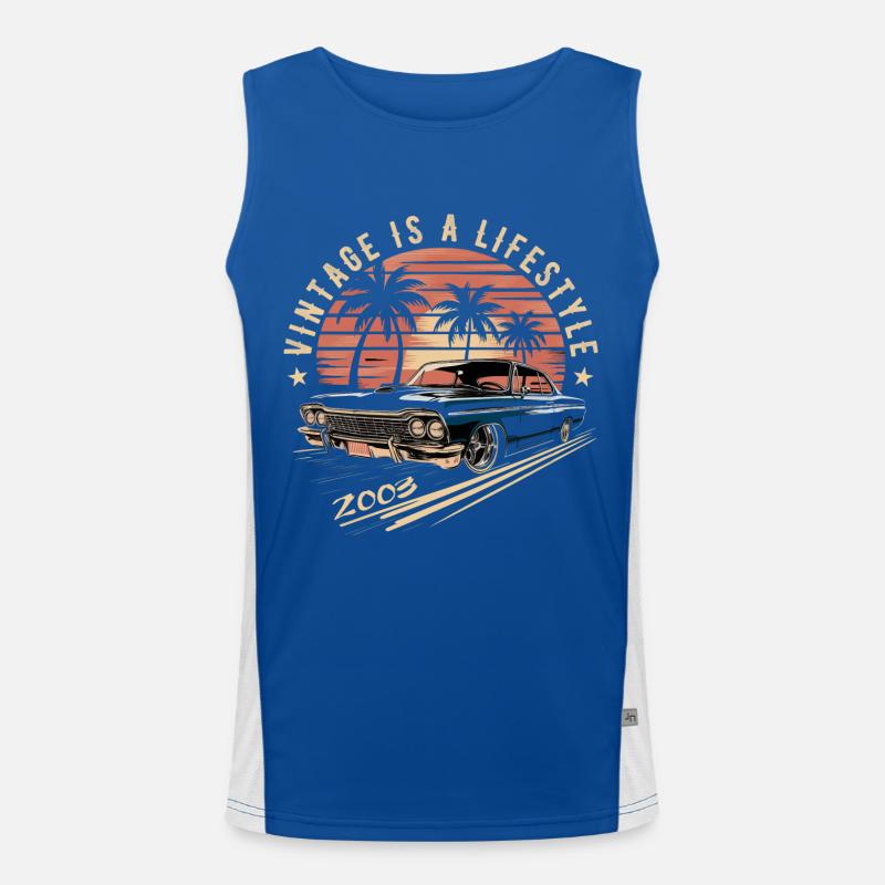 Vintage 2003 Retro Classic Car Legendary since 2003 Men's Functional Contrast Tank Top 