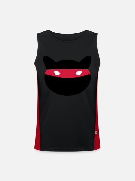 Ninja Cat - Men's Functional Contrast Tank Top  - black/red - Front