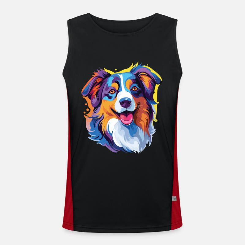 Australian Shepherd pop art Men's Functional Contrast Tank Top 
