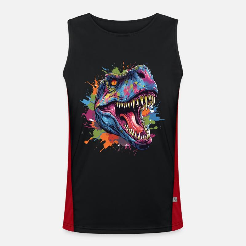 Tête de dinosaure t-rex avec un style graffiti Débardeur respirant contrasté Homme 