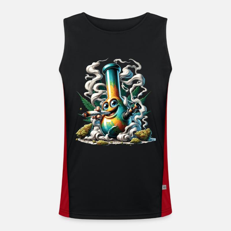 A bong smoking a cannabis joint Men's Functional Contrast Tank Top 