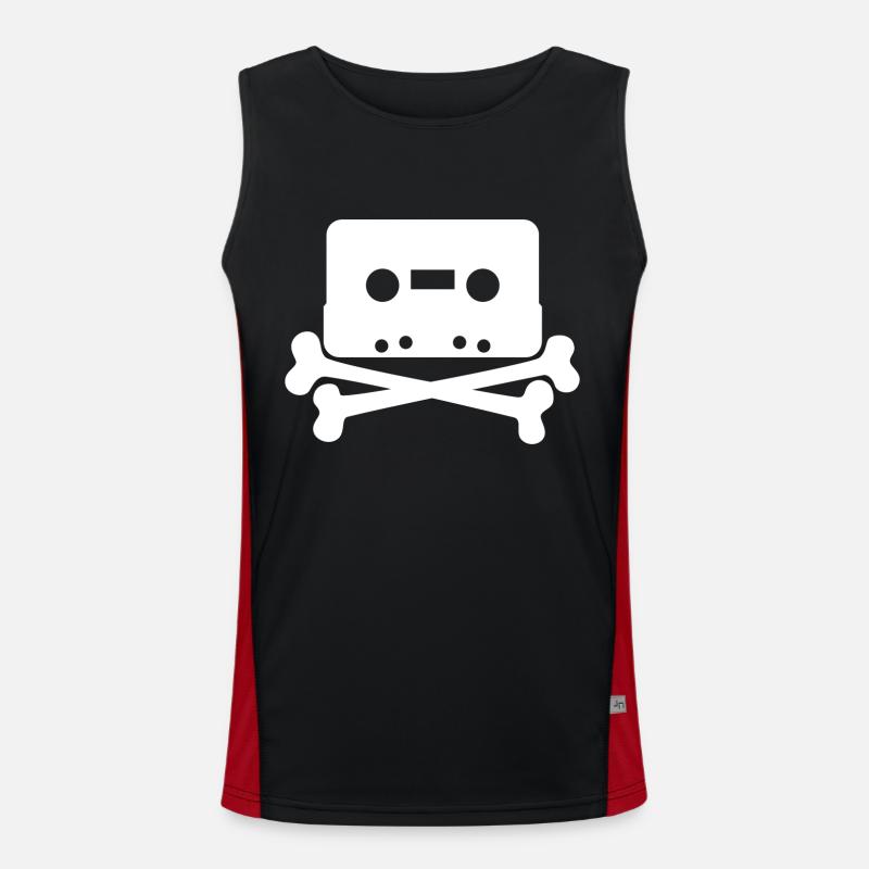Cassette skull - Men's Functional Contrast Tank Top - black/red