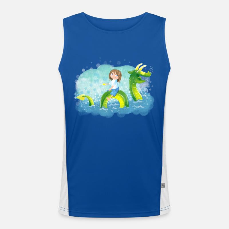 Mädchen Drachen reiten Funktionelles Kontrast-Tank Top für Männer 