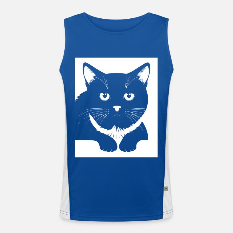 Drôle de chat Silhouette Cheeky Fun Cats Débardeur respirant contrasté Homme 