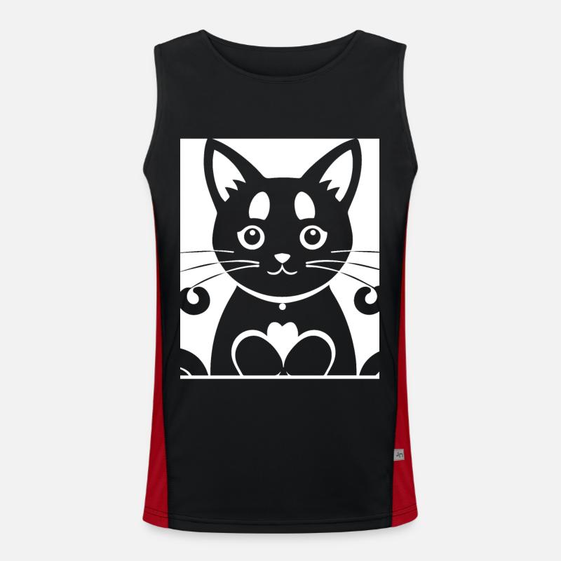 Drôle de chat Silhouette Cheeky Fun Cats Débardeur respirant contrasté Homme 