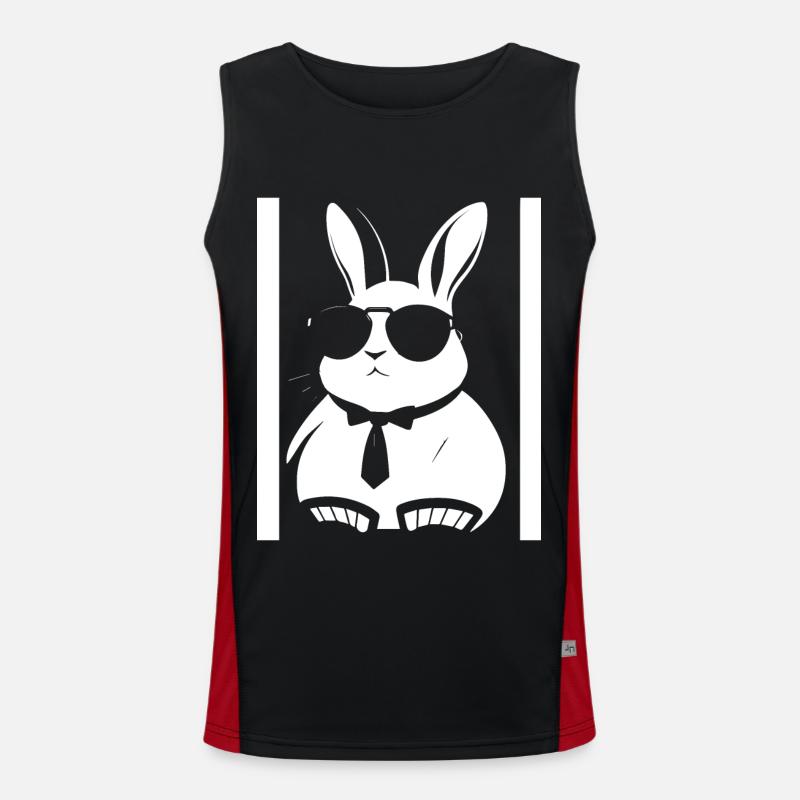 Funny Rabbit Sunglasses Cool Sunglas Rabbit Men's Functional Contrast Tank Top 