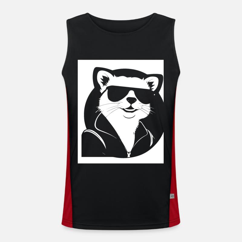 Frettchen mit Sonnenbrille Coole Frettchen Funktionelles Kontrast-Tank Top für Männer 