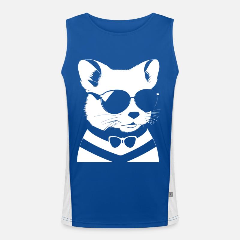 Ferret Wearing Sunglasses Cool Ferrets Men's Functional Contrast Tank Top 