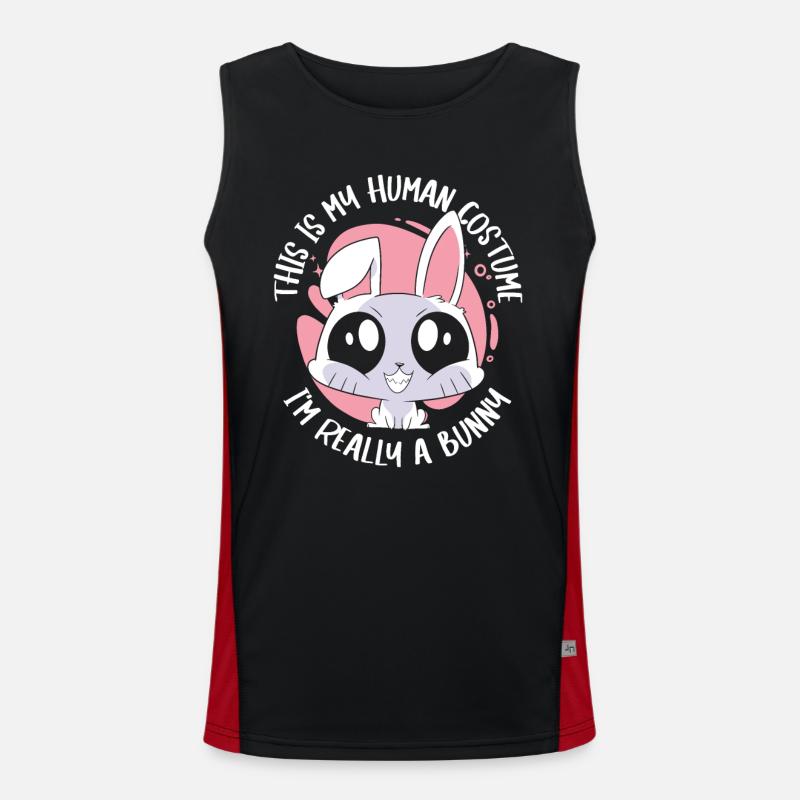 Rabbit Animal Pet Rabbit - Men's Functional Contrast Tank Top  - black/red