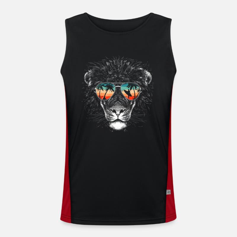 Löwe Löwen Tier Afrika Funktionelles Kontrast-Tank Top für Männer 