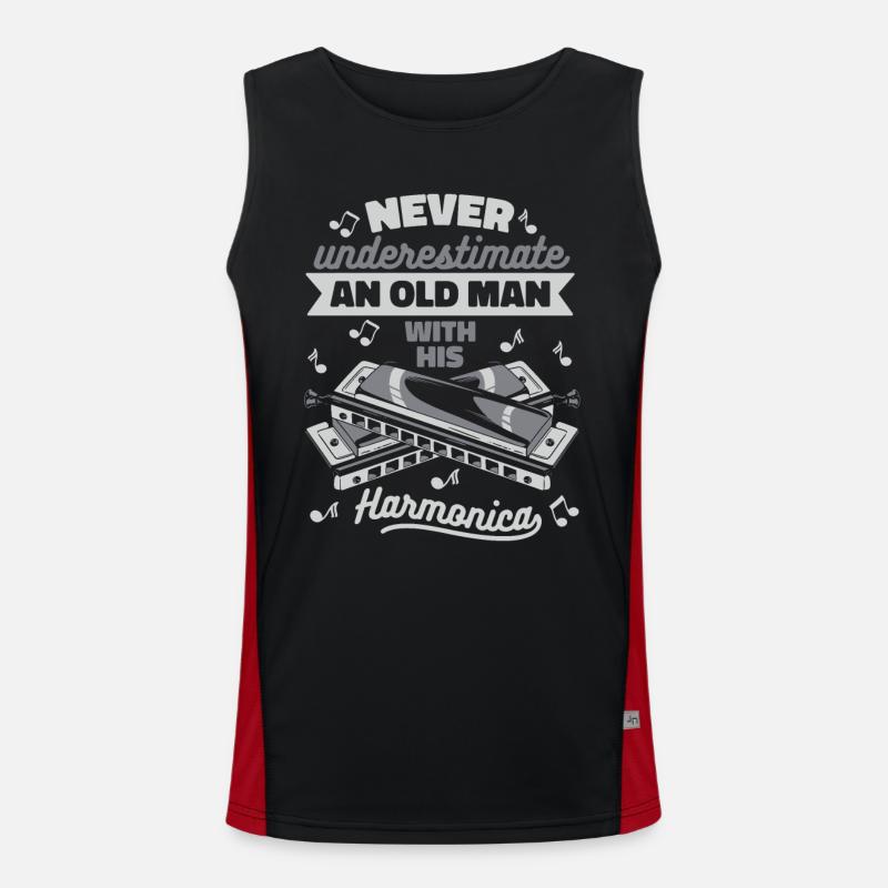 Harmonica Harmonica Instrument Music - Men's Functional Contrast Tank Top - black/red