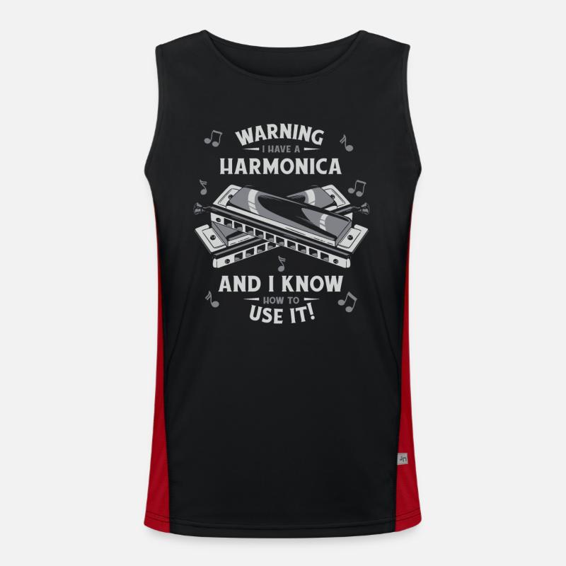 Harmonica Harmonica Instrument Music - Men's Functional Contrast Tank Top  - black/red