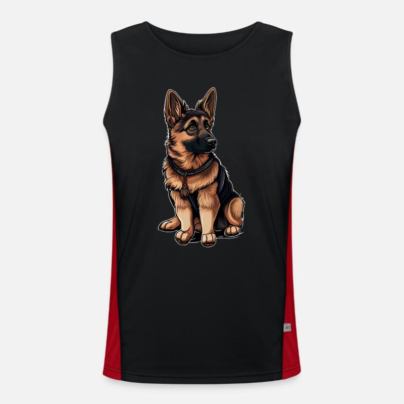 German Shepherd Dog Malinois - Men's Functional Contrast Tank Top - black/red