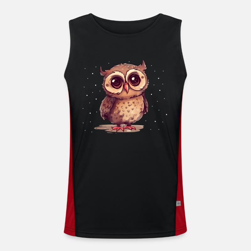 Nachteule Eule Eulen Vogel - Funktionelles Kontrast-Tank Top für Männer - Schwarz/Rot
