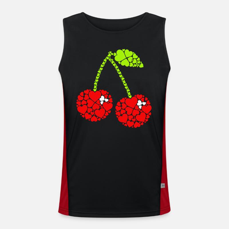 Cherry Fruit Cherries Cherry - Men's Functional Contrast Tank Top  - black/red