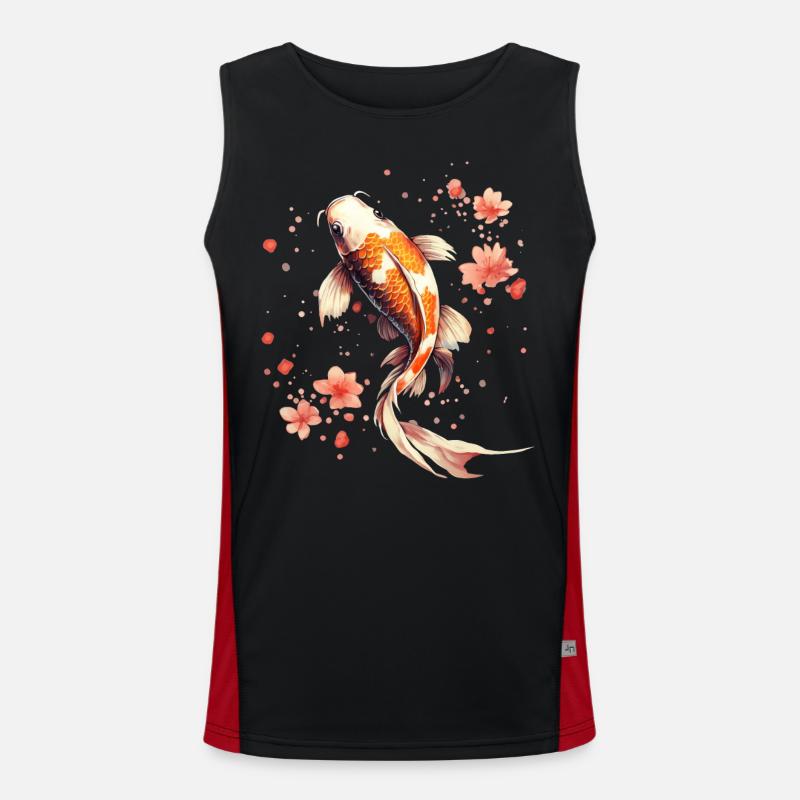 koi fish japanese carp pond fish koi Men's Functional Contrast Tank Top 