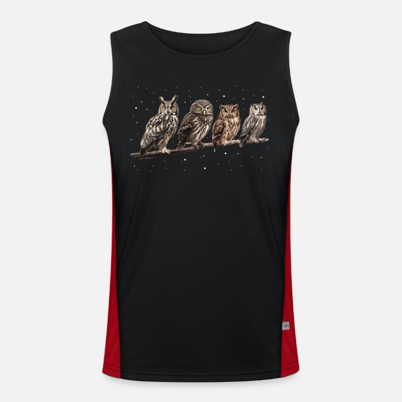 Nachteule Eule Eulen Vogel Funktionelles Kontrast-Tank Top für Männer 