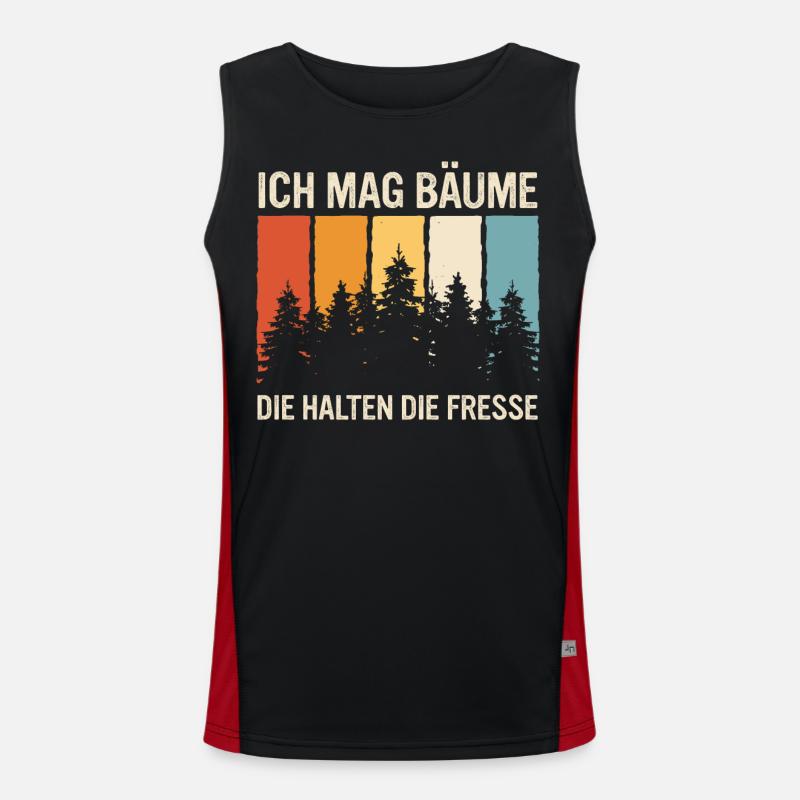 Baum Wald Bäume Natur Lustiger Spruch Funktionelles Kontrast-Tank Top für Männer 
