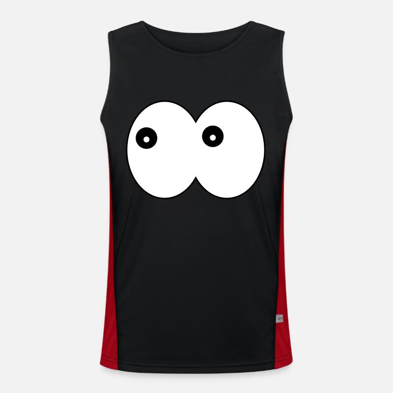 Funny Eye- Comic Cuddly Eyes Looking Left Men's Functional Contrast Tank Top 