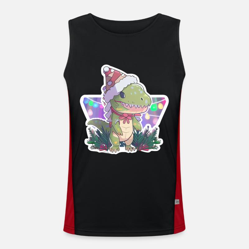 weihnachtsdinosaurier, geschenk, Funktionelles Kontrast-Tank Top für Männer 