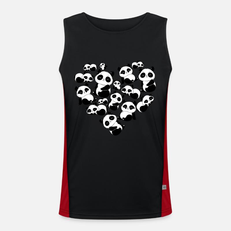 Herz Pandabär Panda Funktionelles Kontrast-Tank Top für Männer 