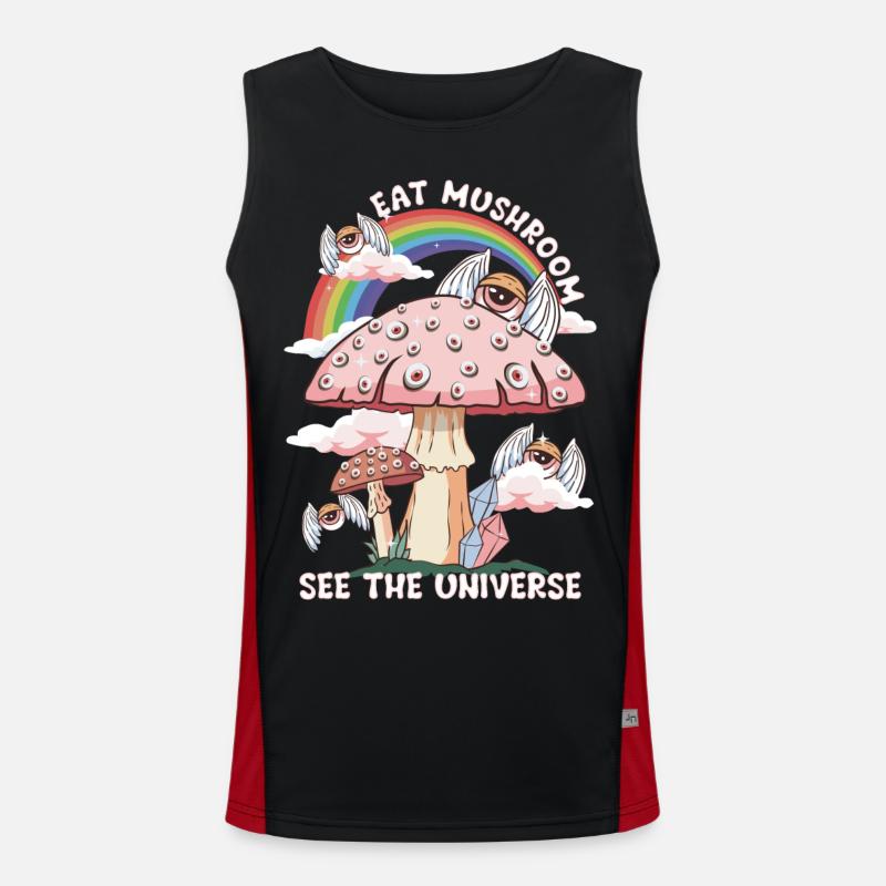 Mushroom See The Universe Graphic Art Men's Functional Contrast Tank Top 