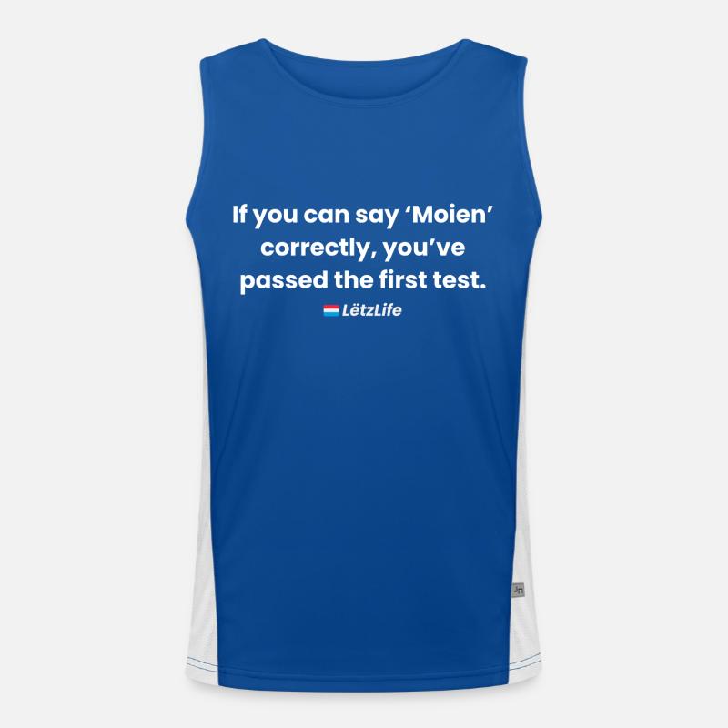 Say "Moien" correctly: test passed! Men's Functional Contrast Tank Top 