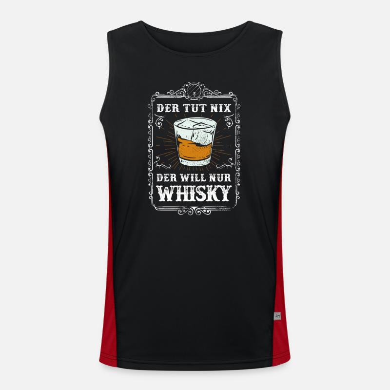 Whisky Trinker Spruch im vintage Design Funktionelles Kontrast-Tank Top für Männer 