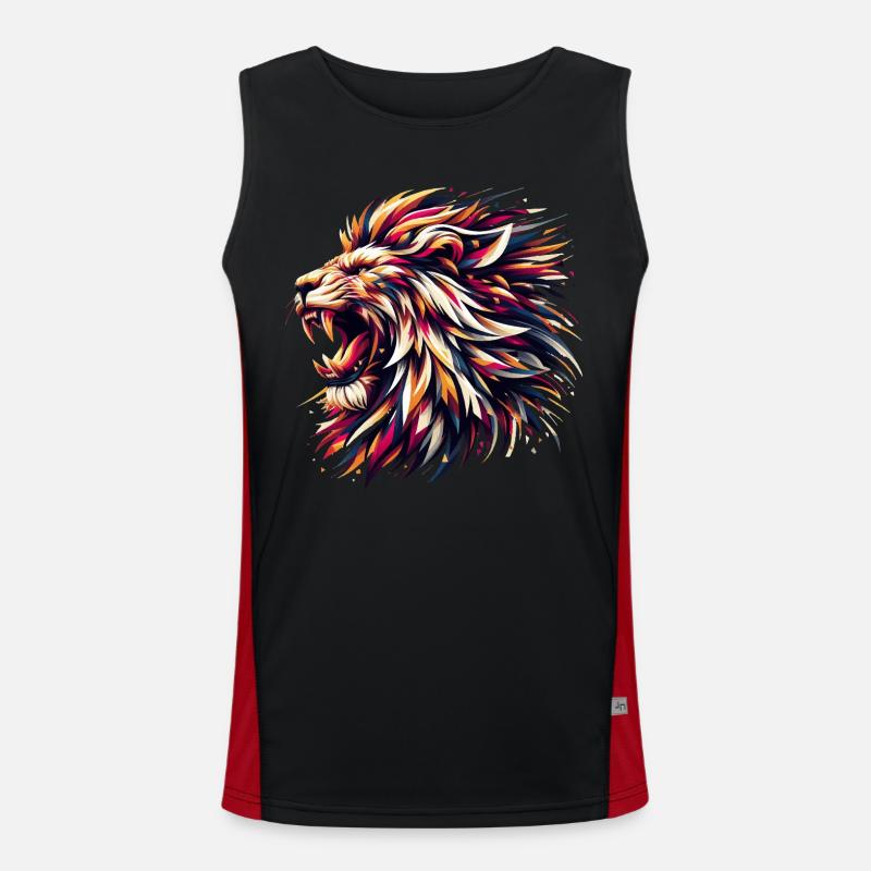 Lion Roars Geometric Gift - Men's Functional Contrast Tank Top  - black/red