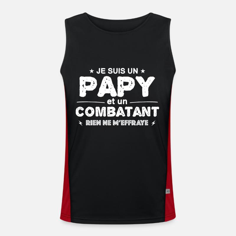 papy et un combatant rien ne m'effraye ! Débardeur respirant contrasté Homme 