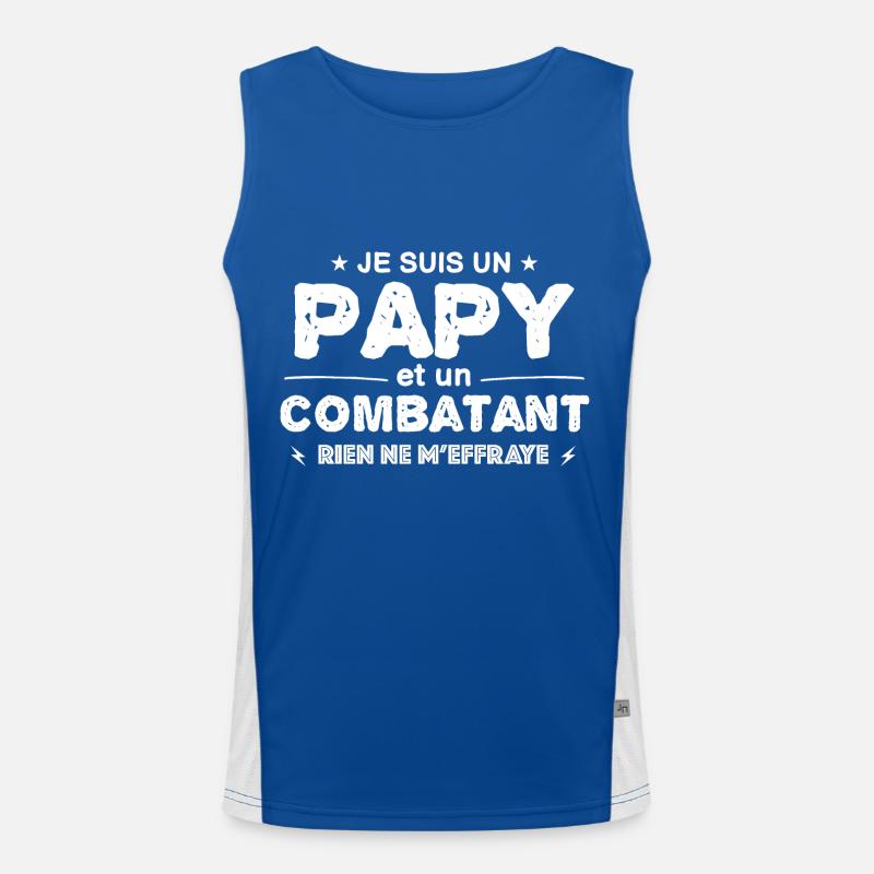 papy et un combatant rien ne m'effraye ! Débardeur respirant contrasté Homme 