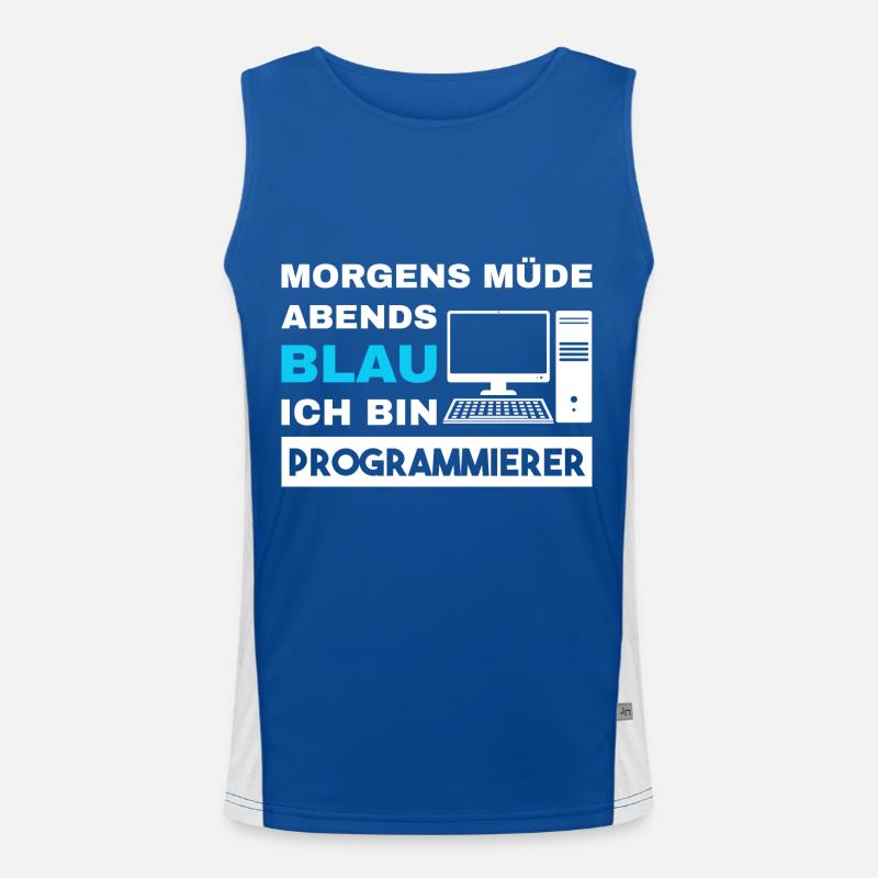 Morgens Müde Abends Blau Programmierer Funktionelles Kontrast-Tank Top für Männer 