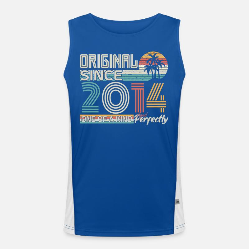 2014 anniversaire 2014 né en 2014 anniversaire Débardeur respirant contrasté Homme 