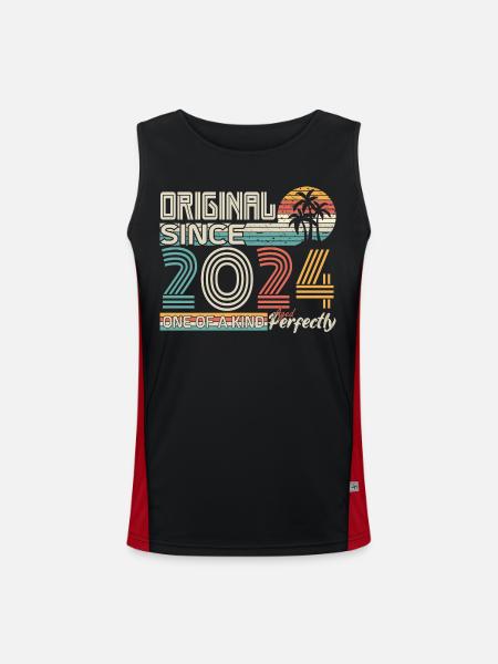 2024 anniversary 2024 born in 2024 anniversary - Men's Functional Contrast Tank Top  - black/red - Front