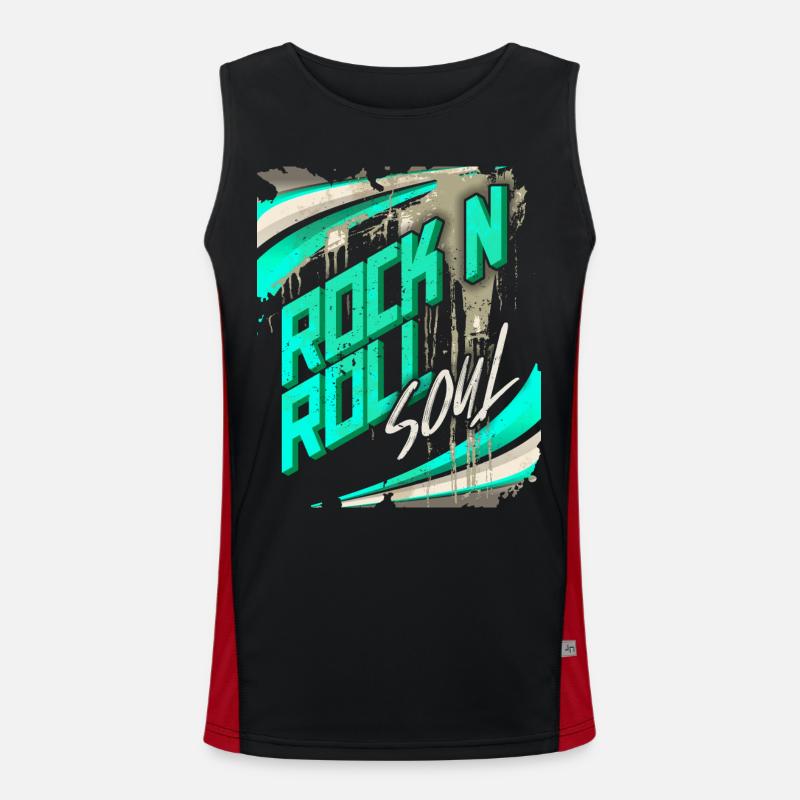 RockNRoll Typography, Grunge Design Poster Men's Functional Contrast Tank Top 