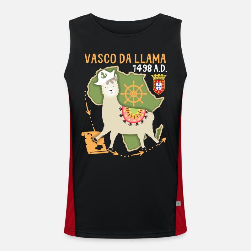 Lama-Llama, Vasco-Da-Gama, funny saying Men's Functional Contrast Tank Top 