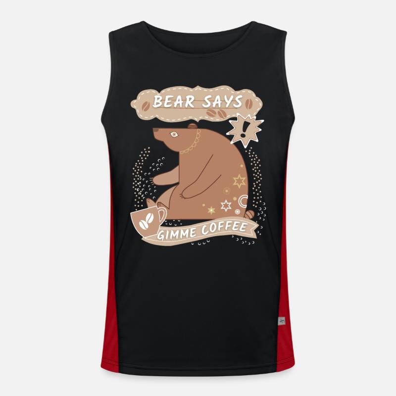 Funny bear, coffee bear, funny coffee saying Men's Functional Contrast Tank Top 
