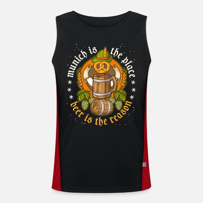 Beer, Munich, beer drinker - Men's Functional Contrast Tank Top  - black/red