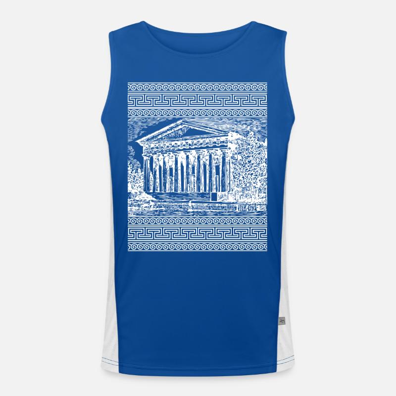 Ancient Greece Temple Greek Meander Men's Functional Contrast Tank Top 
