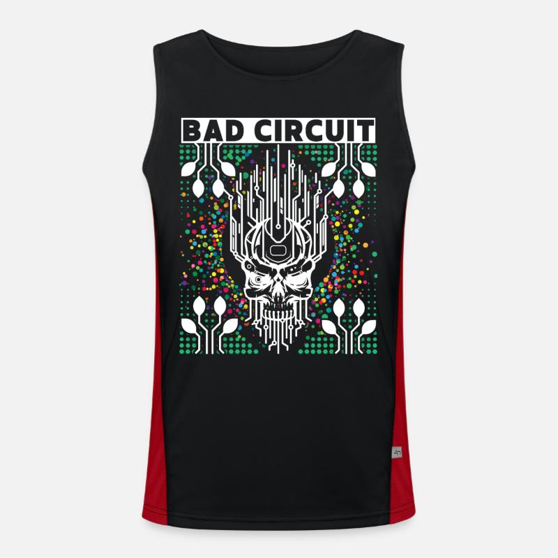 Computer board, circuit, skull saying - Men's Functional Contrast Tank Top  - black/red