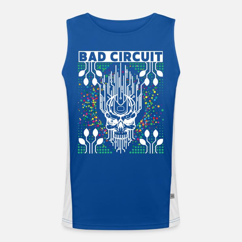 Computer Platine, Schaltkreis, Totenkopf Spruch Funktionelles Kontrast-Tank Top für Männer 