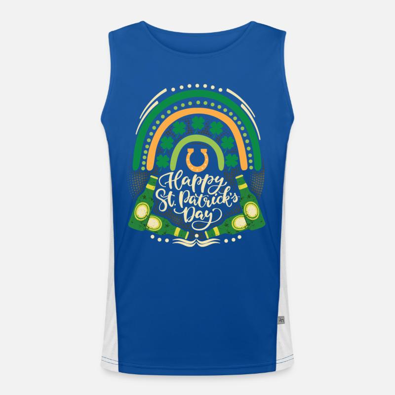 St Patricks Day Biertrinker, irisch, Regenbogen Funktionelles Kontrast-Tank Top für Männer 