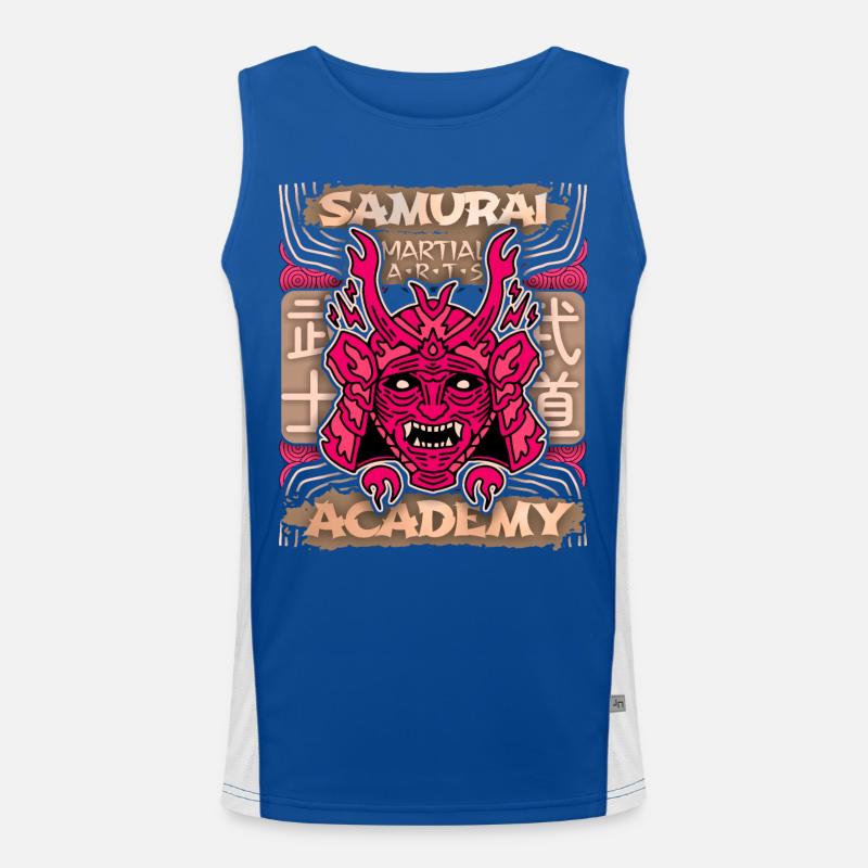 Japan Samurai Warriors, Samurai Academy Japan Comic Men's Functional Contrast Tank Top 